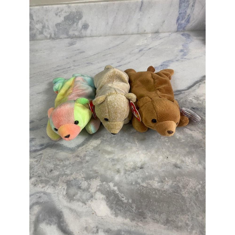 Ty Beanie Baby Bear Lot of 3 Peace Cubbie Vintage Plush With Tags